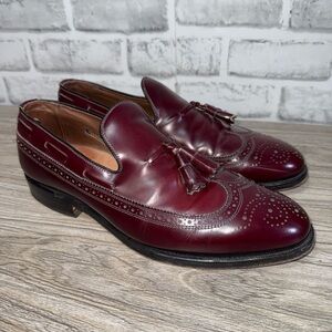 Allen Edmonds Berwick Tassel Loafers Burgundy Wingtip Dress Shoes Mens 7D